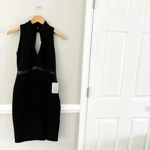 NWT Nordstrom Black Bodycon Sleeveless Mini Shift Dress Size XS Date Night - Picture 3 of 8